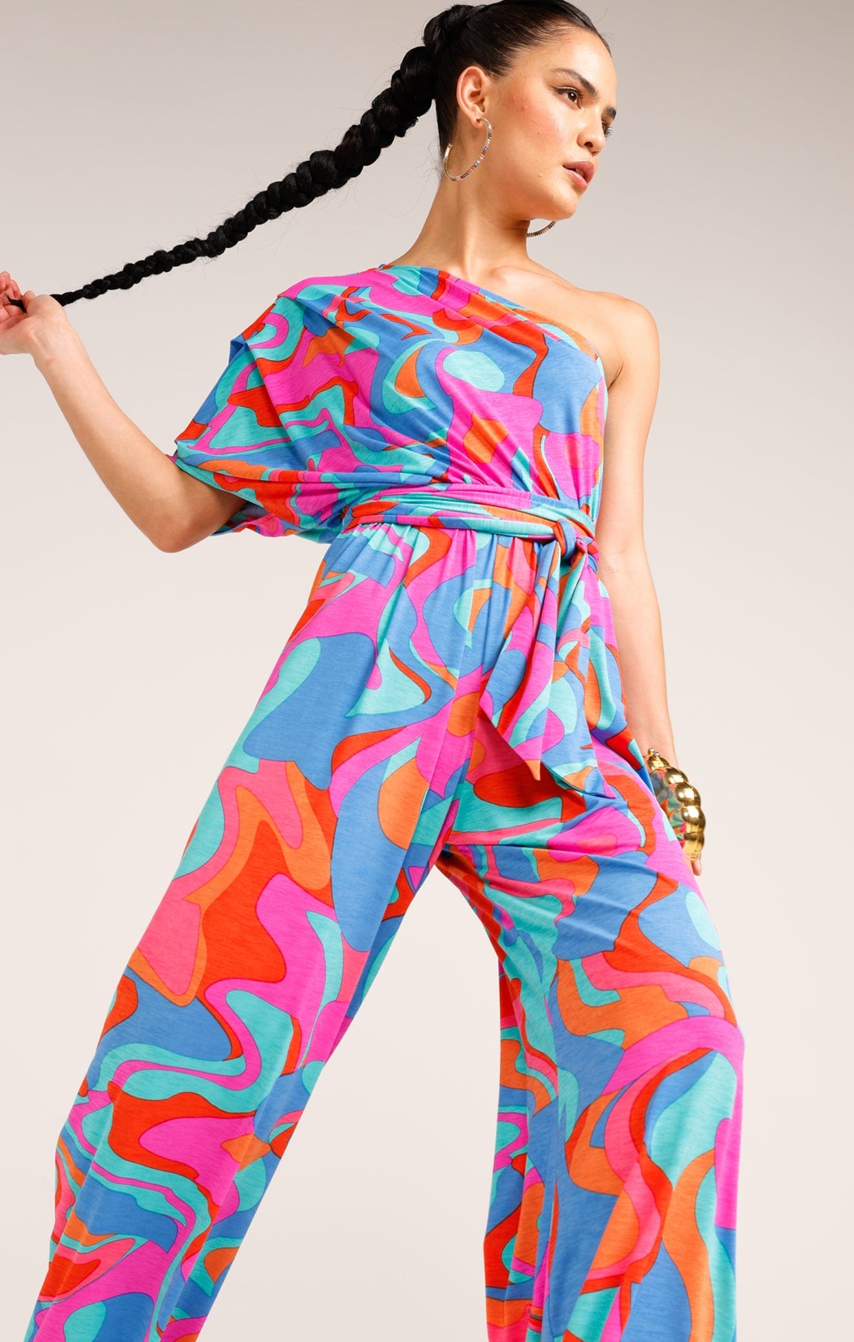  Fun Costumes Women's Rainbow Rave Disco, Colorful Metallic  Jumpsuit & Flared Pants