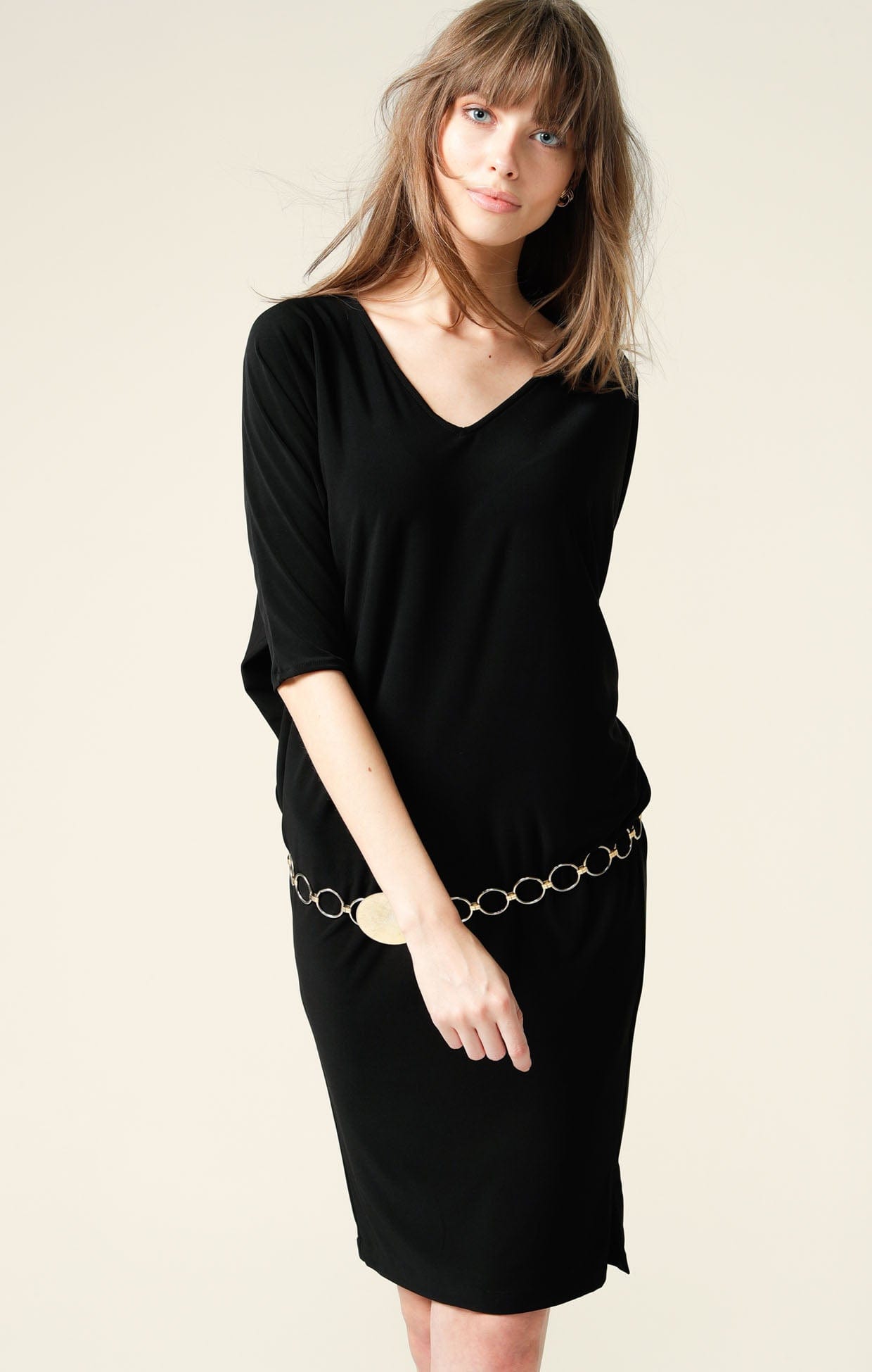 BATWING DRESS IN BLACK