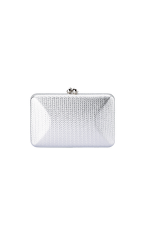 CHICA EMBOSSED CLUTCH IN SILVER