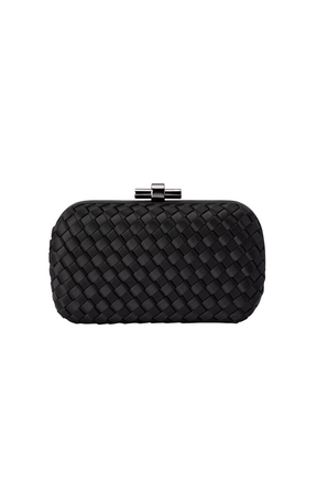 EVELYN WOVEN CLUTCH IN BLACK