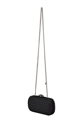 EVELYN WOVEN CLUTCH IN BLACK