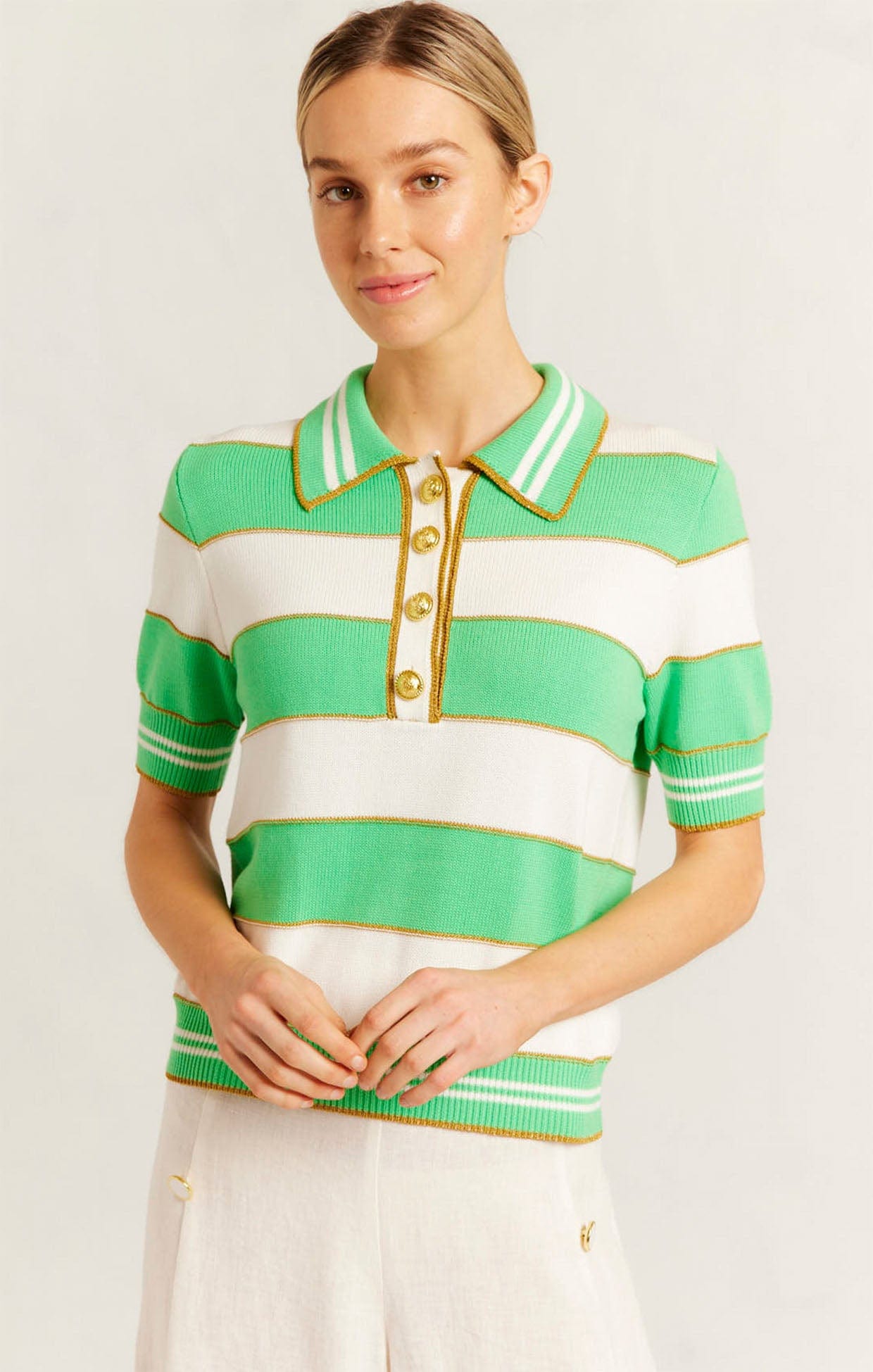 Knitwear AMALFI POLO TOP IN MEADOW STRIPE