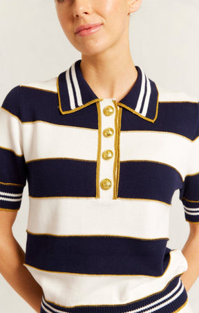 Knitwear AMALFI POLO TOP IN NAVY STRIPE