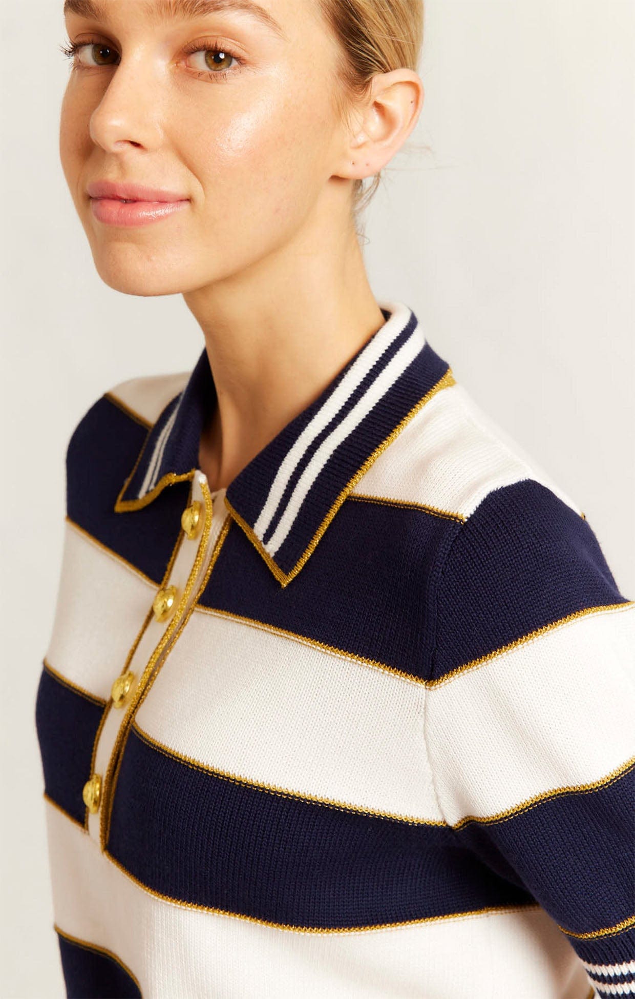 Knitwear AMALFI POLO TOP IN NAVY STRIPE