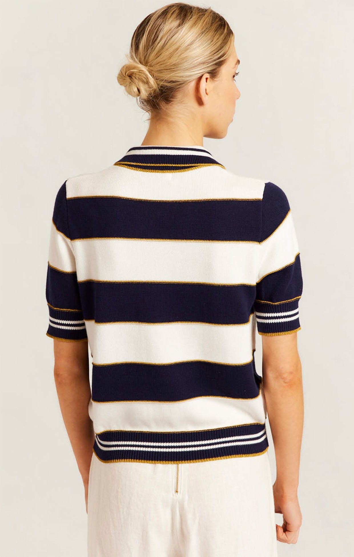 Knitwear AMALFI POLO TOP IN NAVY STRIPE