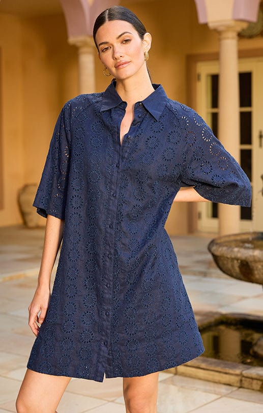 Dresses AURIENNE BRODIERY DRESS IN NAVY