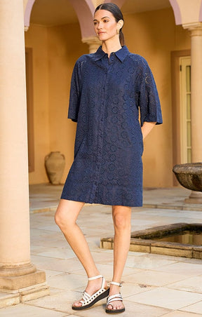 Dresses AURIENNE BRODIERY DRESS IN NAVY