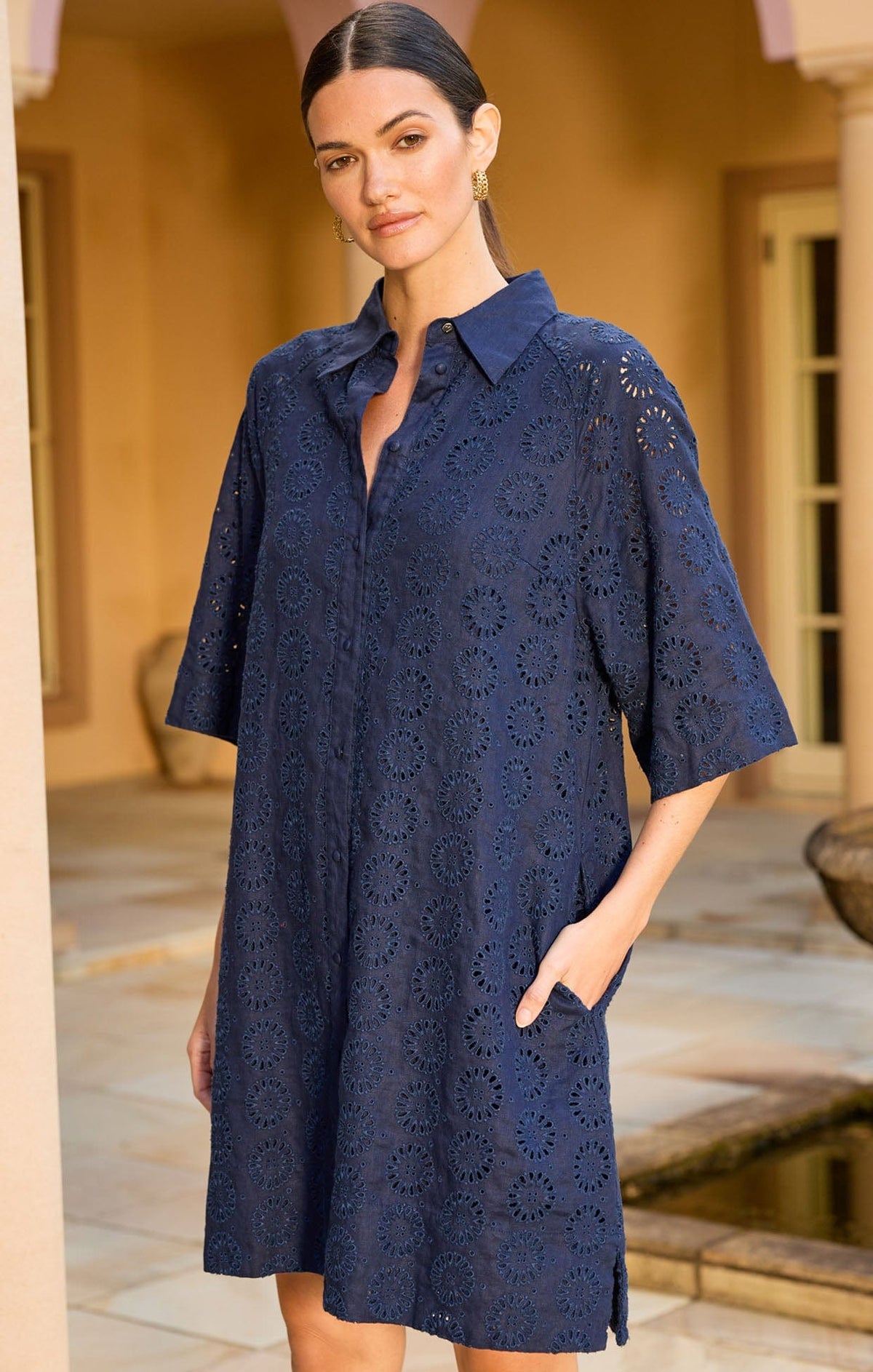 Dresses AURIENNE BRODIERY DRESS IN NAVY