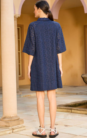 Dresses AURIENNE BRODIERY DRESS IN NAVY