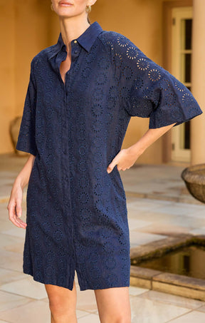 Dresses AURIENNE BROIDERY DRESS IN NAVY