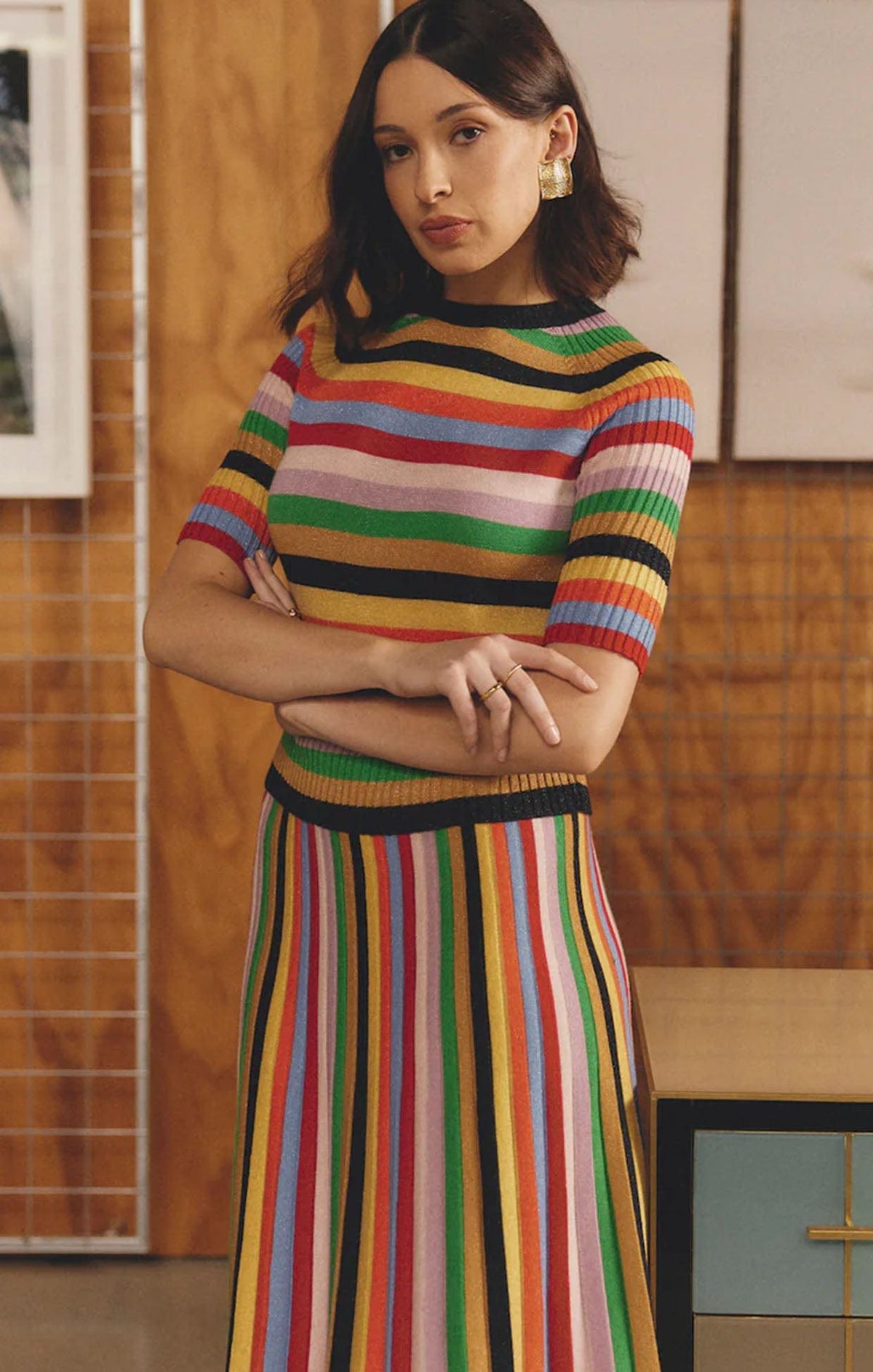 Tops AVENUE LUREX TOP IN RAINBOW