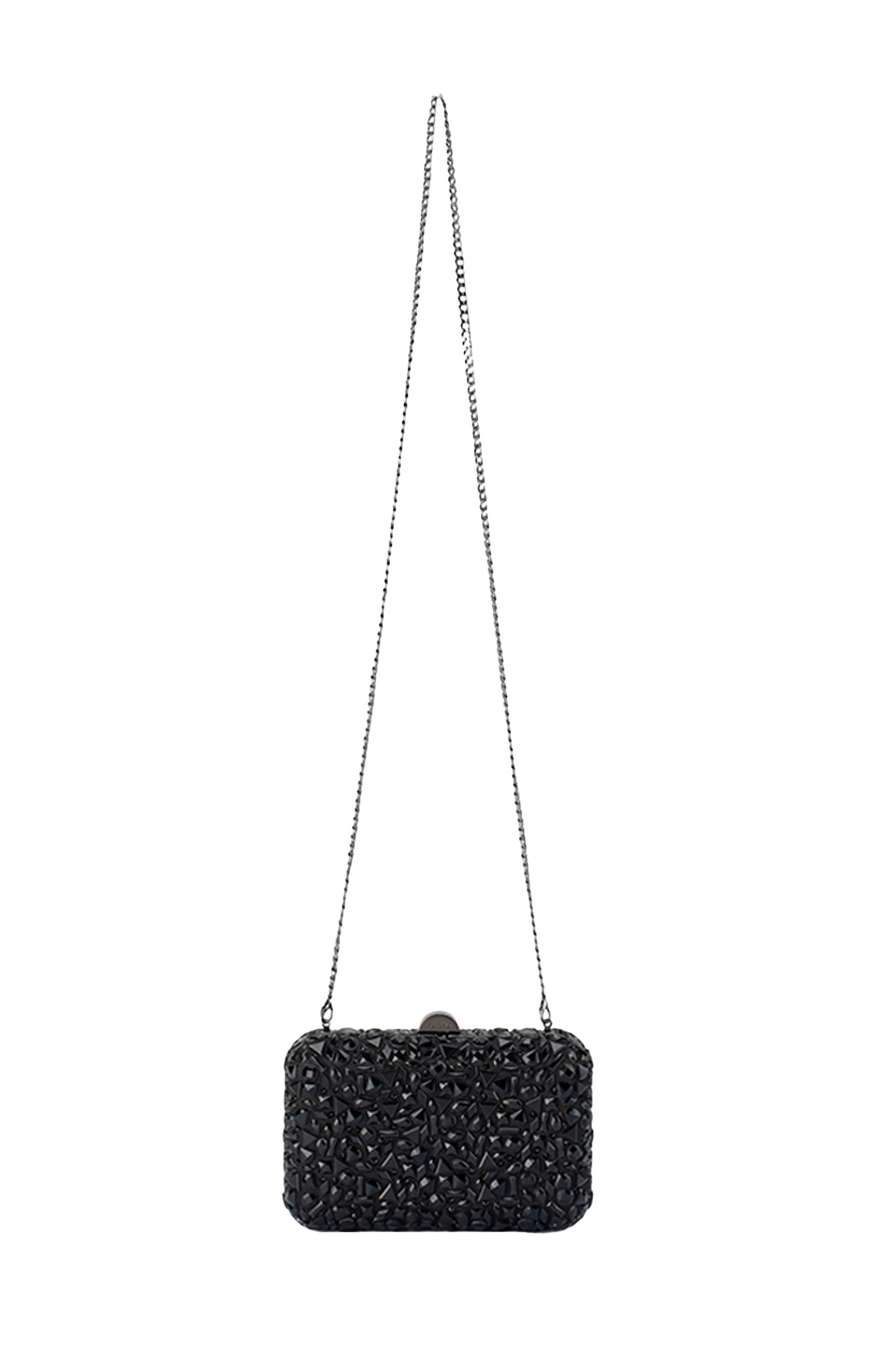 Bags OS / BLACK AVIVA CRYSTAL CLUTCH IN BLACK