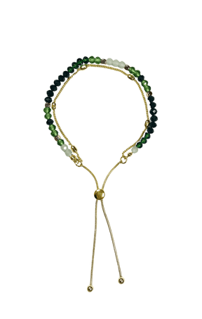 Bracelets OS / GREEN BEAD AND CHAIN BRACELET IN GREENS AND GOLD