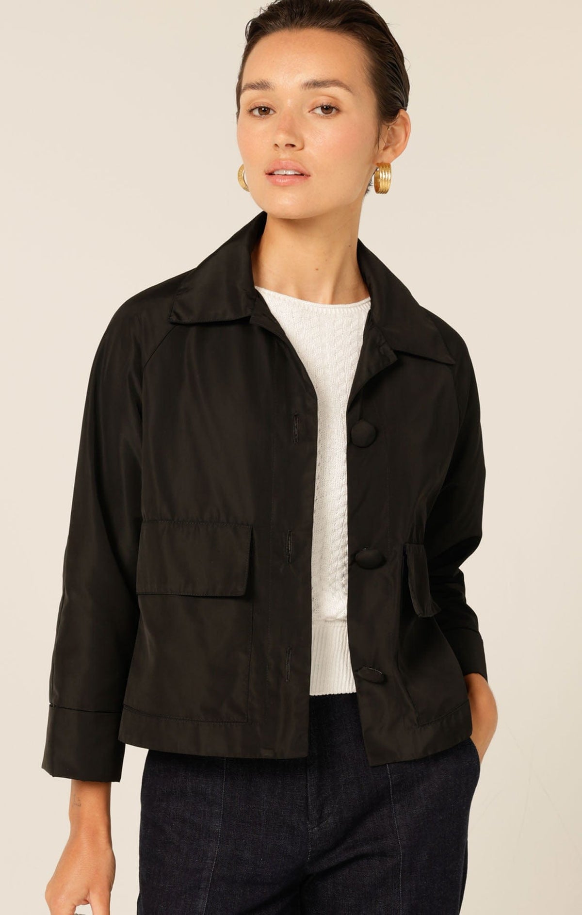 Jackets Multi Occasion BUTTON UP CROP JACKET