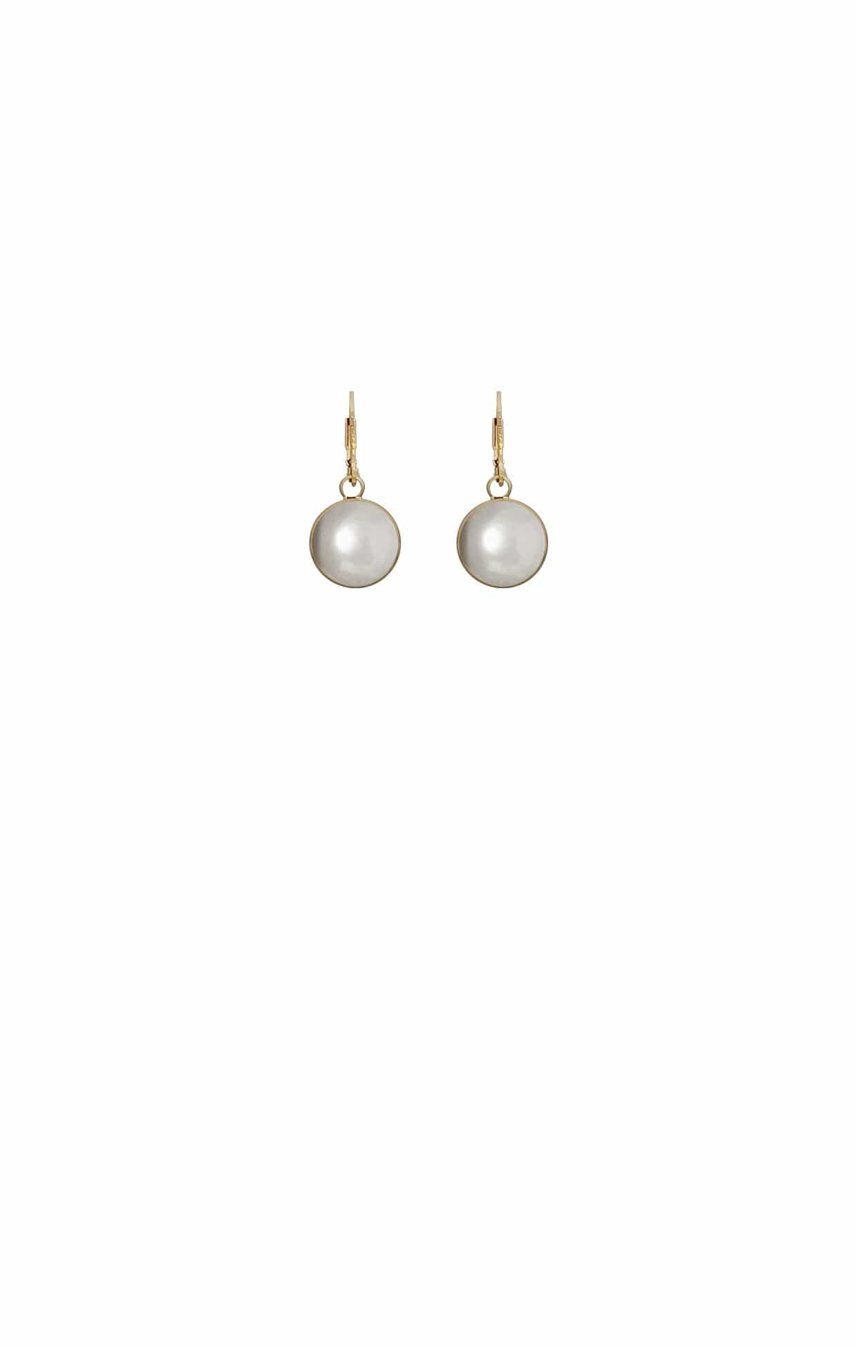 Earrings OS / GOLD CALI FAUX PEARL METAL BALL EARRING IN GOLD