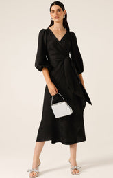 Dresses CHATEAU WRAP DRESS IN BLACK