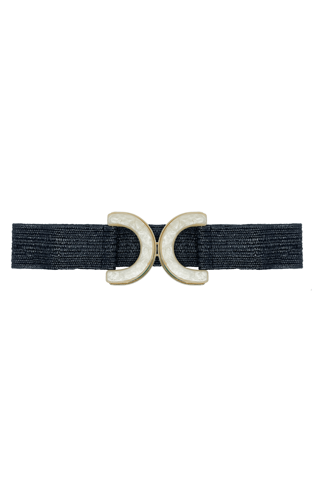 Belts OS / BLACK CURVED RESIN BUCKLE STRETCH BELT IN BLACK