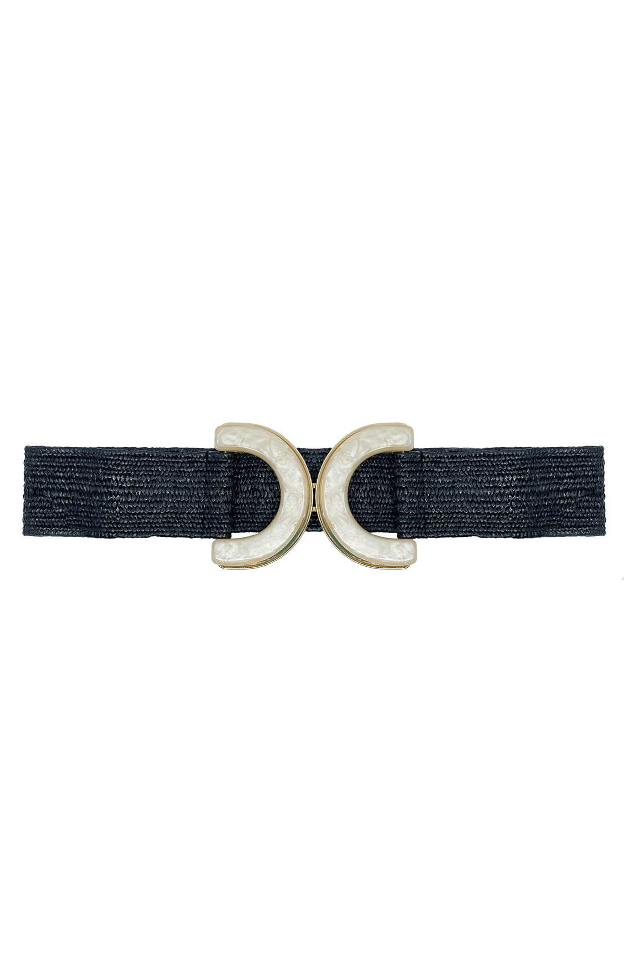 Belts OS / BLACK CURVED RESIN BUCKLE STRETCH BELT IN BLACK