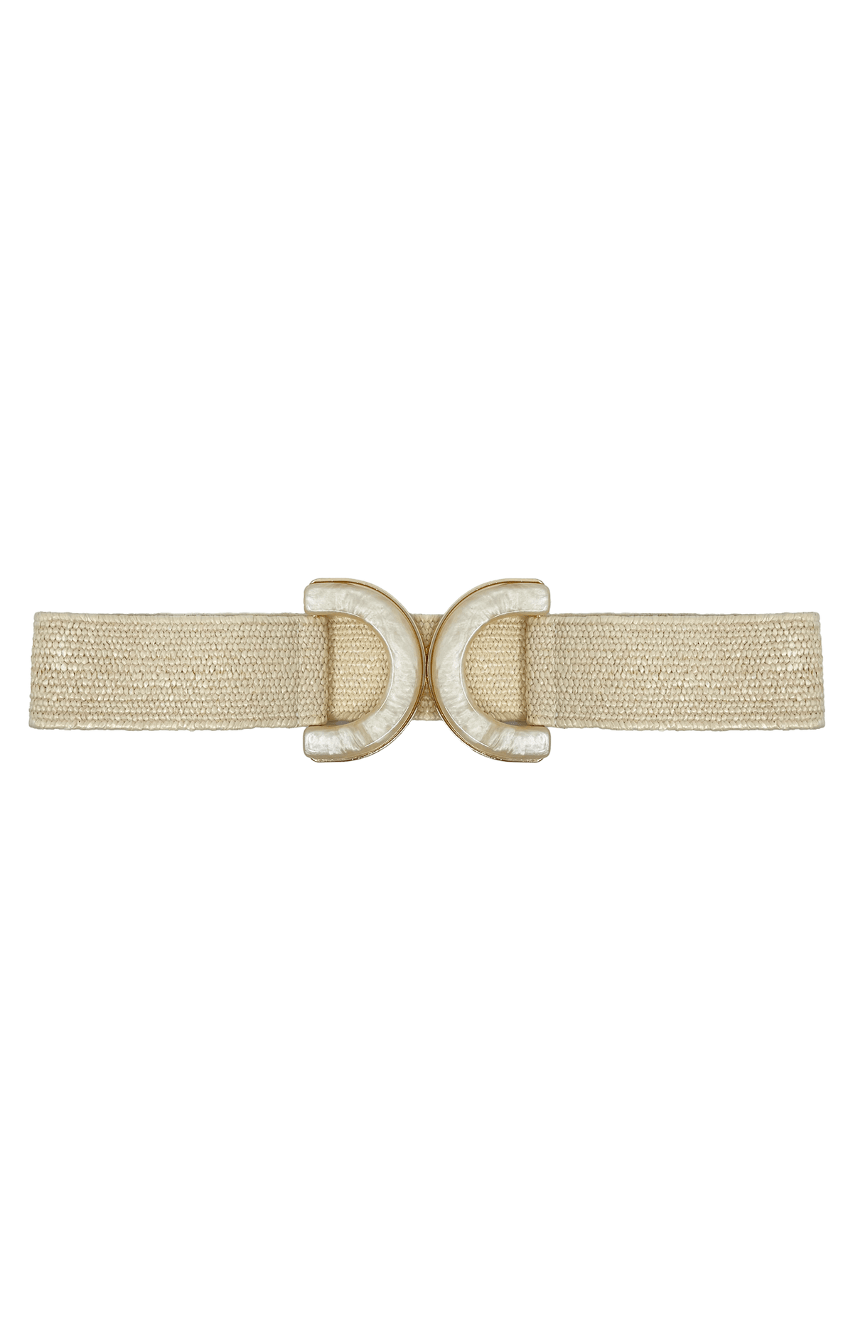 Belts OS / CREAM CURVED RESIN BUCKLE STRETCH BELT IN CREAM