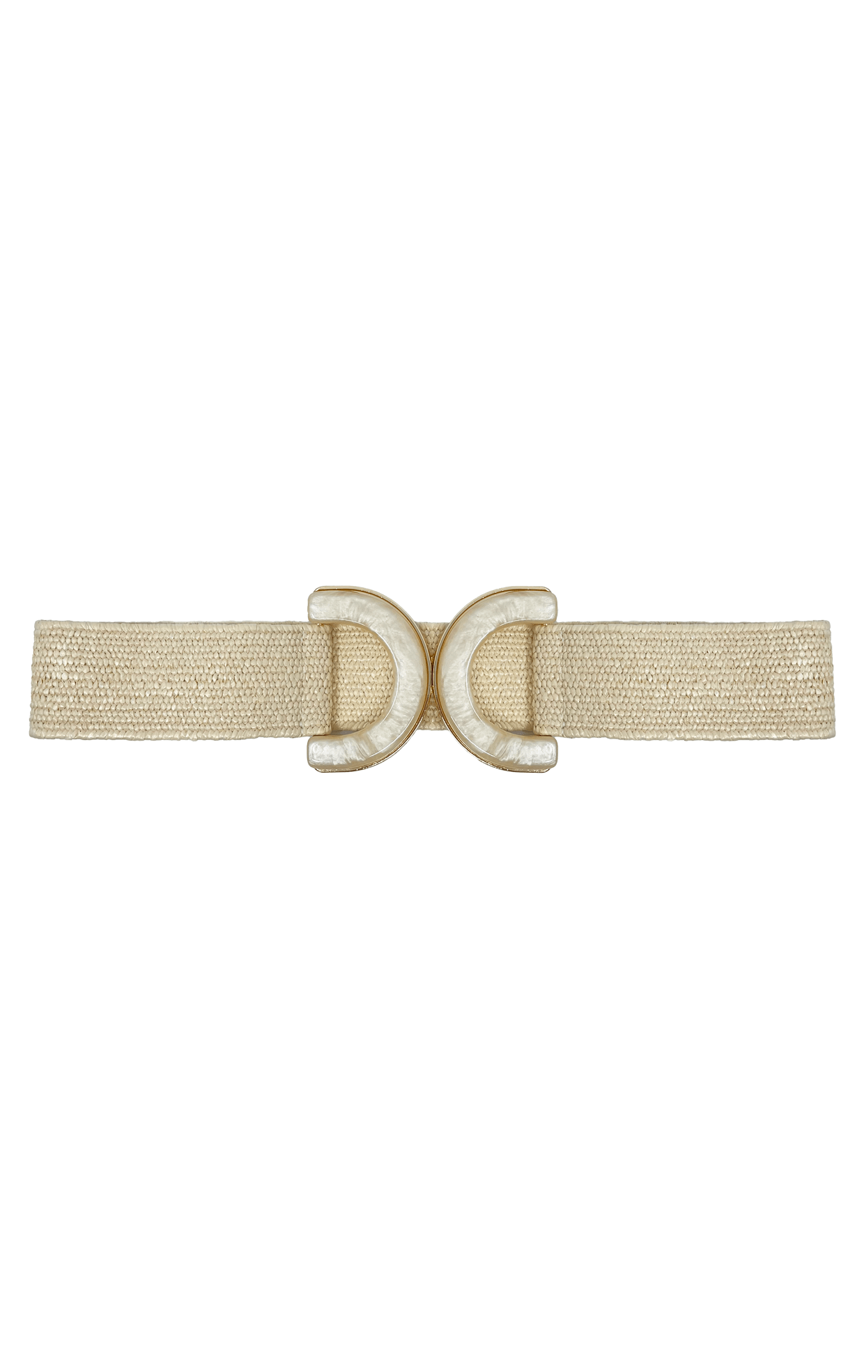 Belts OS / CREAM CURVED RESIN BUCKLE STRETCH BELT IN CREAM