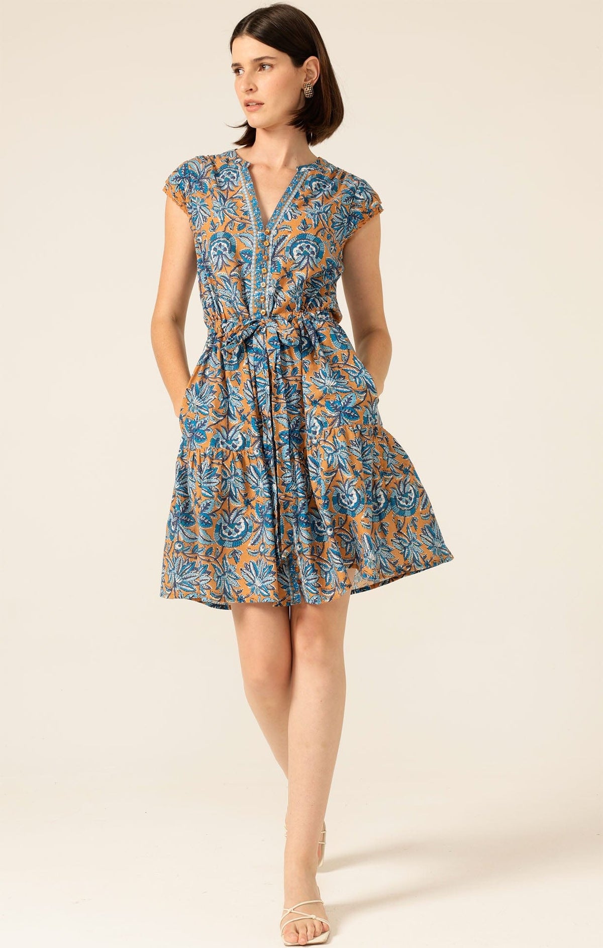 Dresses DAISY BOO MINI DRESS IN MALTA GOLD/BLUE