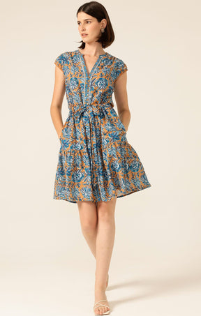 Dresses DAISY BOO MINI DRESS IN MALTA GOLD/BLUE