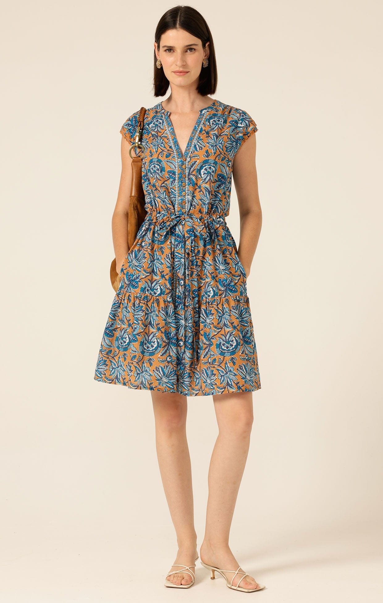 Dresses DAISY BOO MINI DRESS IN MALTA GOLD/BLUE