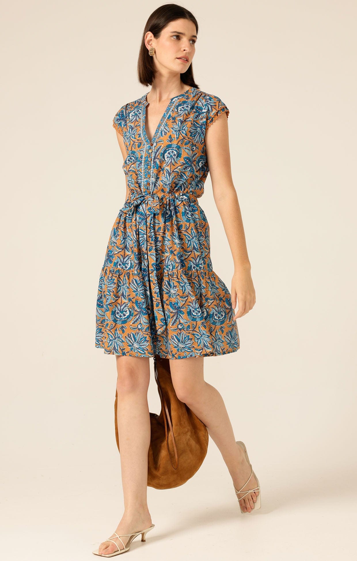 Dresses DAISY BOO MINI DRESS IN MALTA GOLD/BLUE