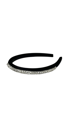 ACCESSORIES Headbands OS / BLACK DANICA DIAMANTE HEADBAND IN BLACK AND CRYSTAL