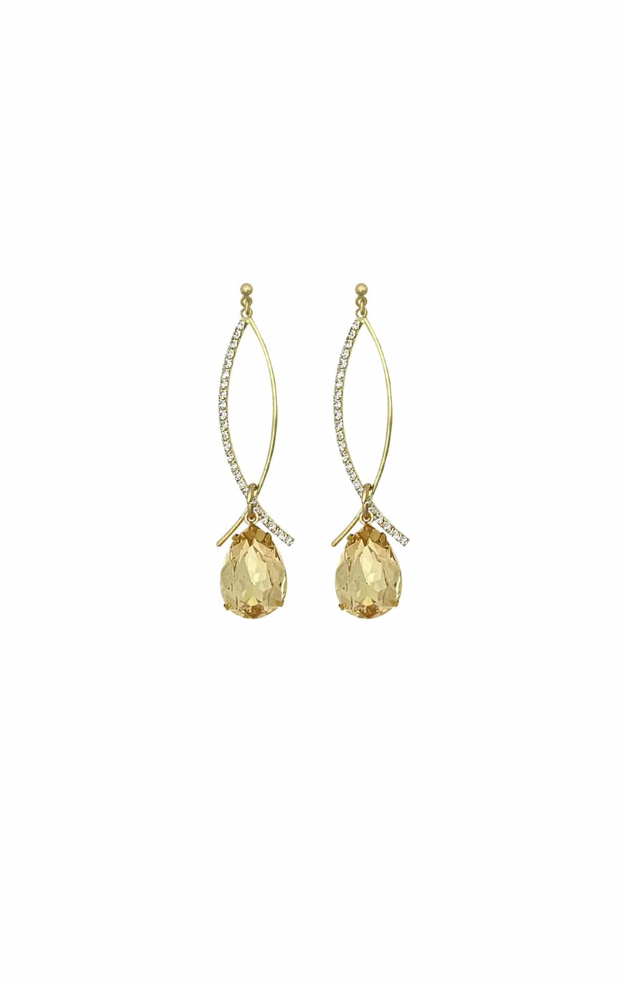 Earrings OS / CHAMPAGNE DAVINA DROP EARRING IN GOLD AND CHAMPAGNE