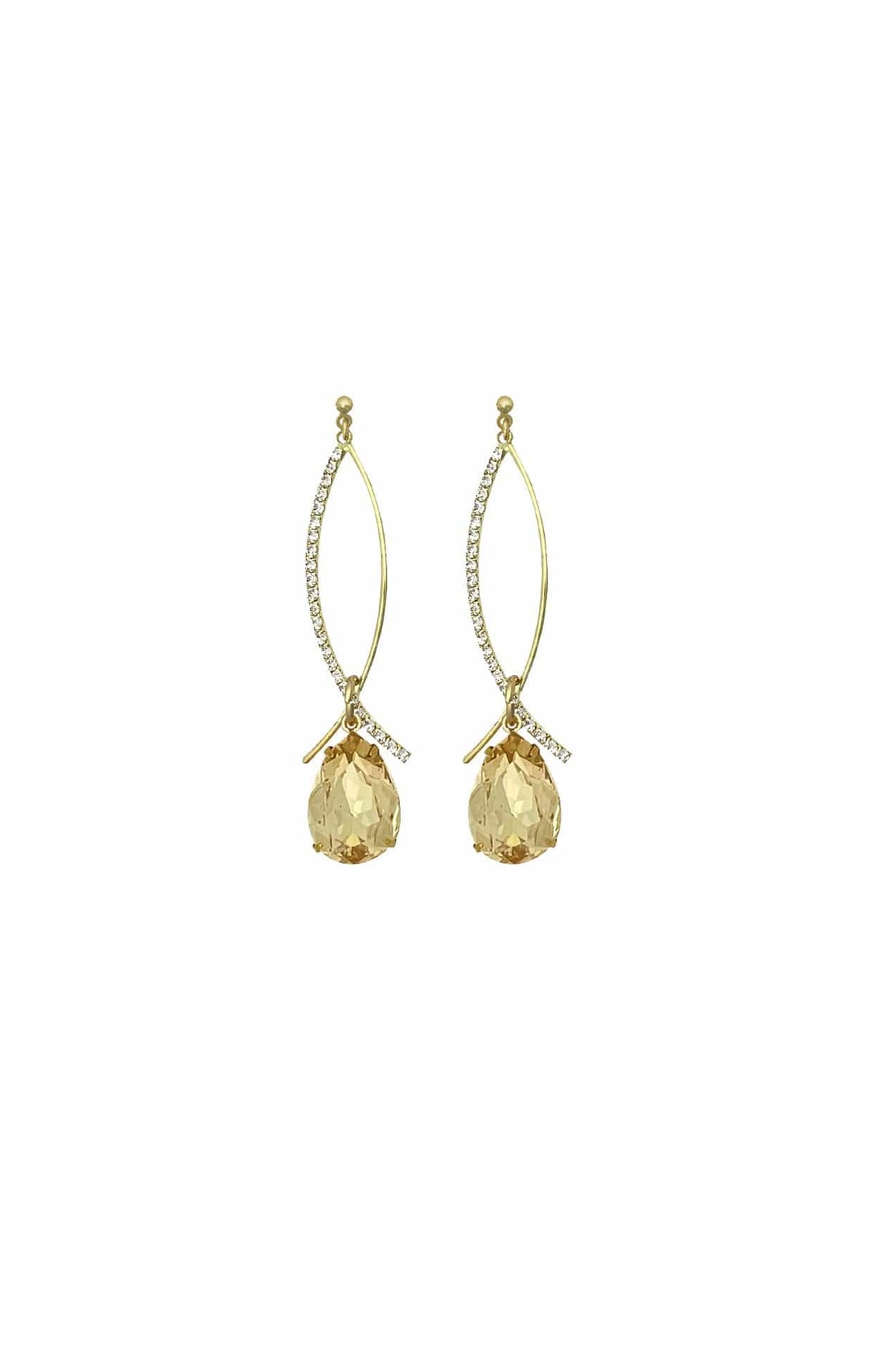 Earrings OS / CHAMPAGNE DAVINA DROP EARRING IN GOLD AND CHAMPAGNE