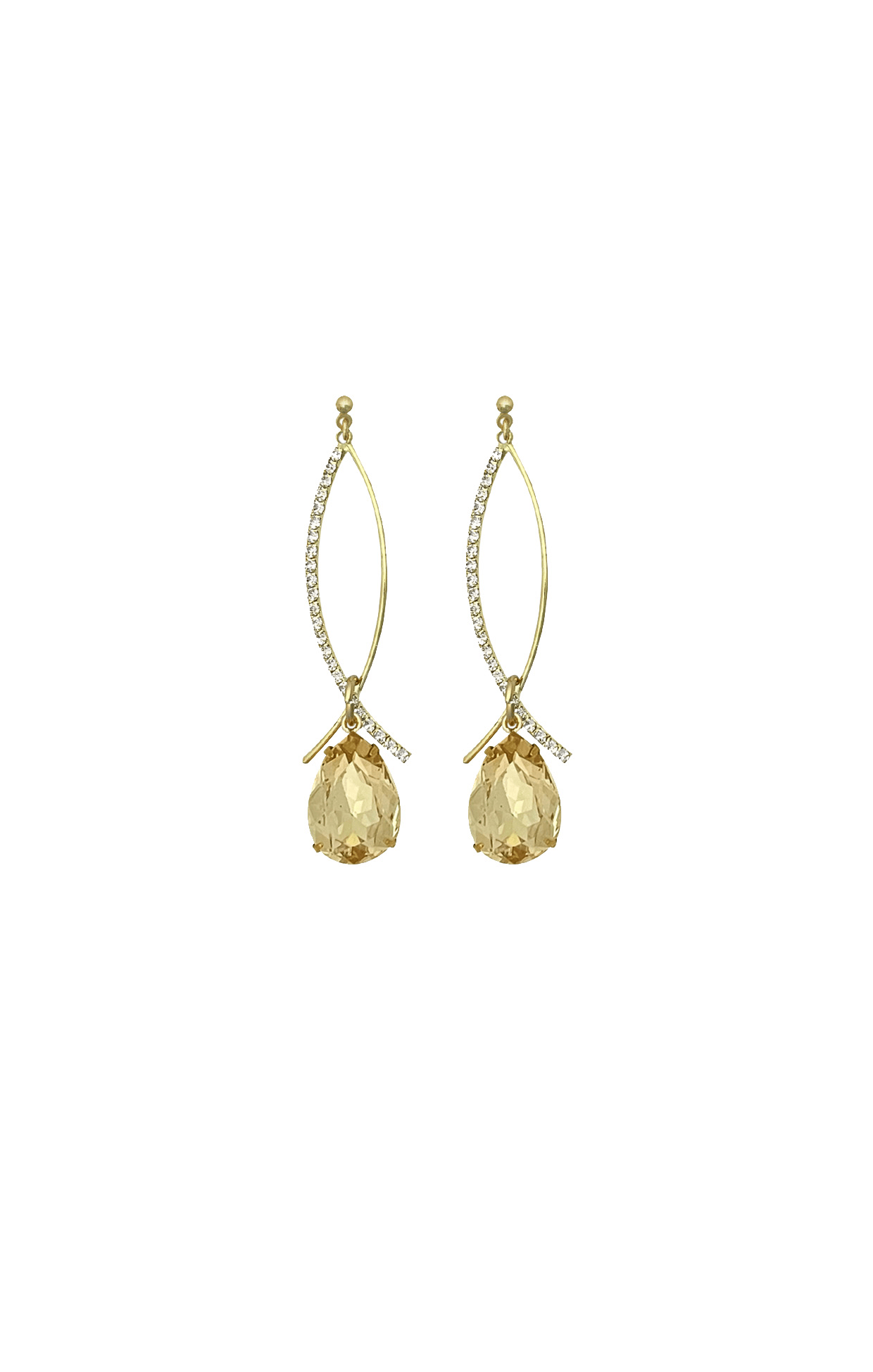 Earrings OS / CHAMPAGNE DAVINA DROP EARRING IN GOLD AND CHAMPAGNE