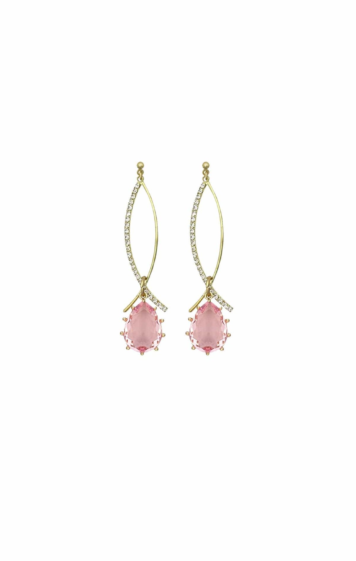 Earrings OS / PINK DAVINA DROP EARRING IN GOLD AND PINK