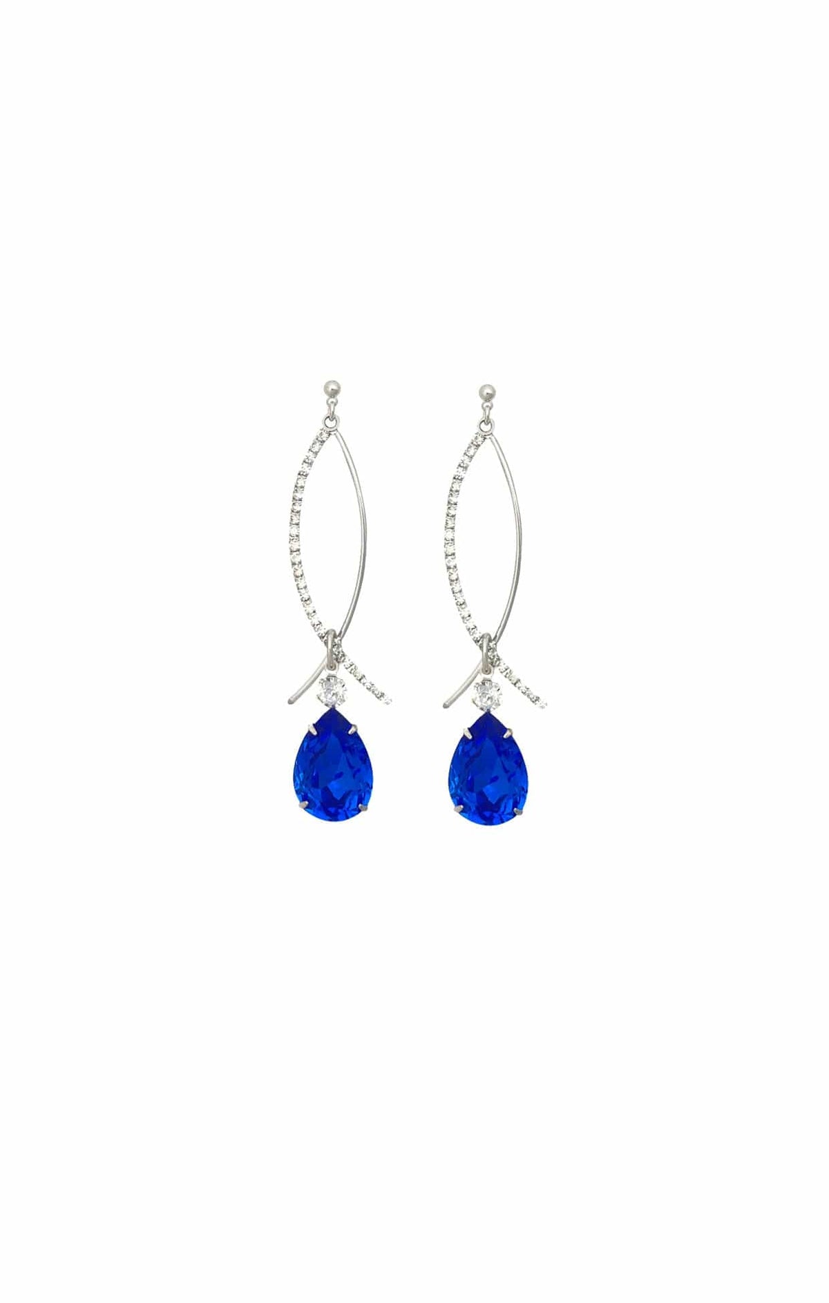 Earrings OS / BLUE DAVINA DROP EARRING IN SILVER AND SAPPHIRE