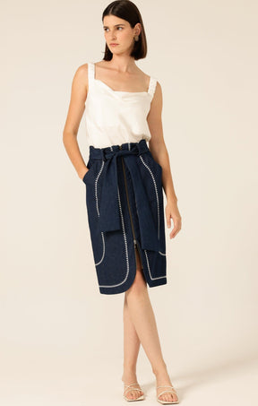 Skirts DELRAY EMBROIDERED SKIRT IN DARK DENIM