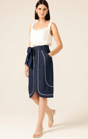 Skirts DELRAY EMBROIDERED SKIRT IN DARK DENIM