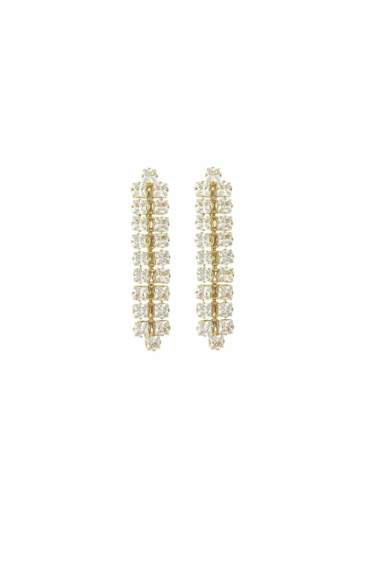 Earrings OS / GOLD DIAMANTE PANEL DROP EARRING IN GOLD