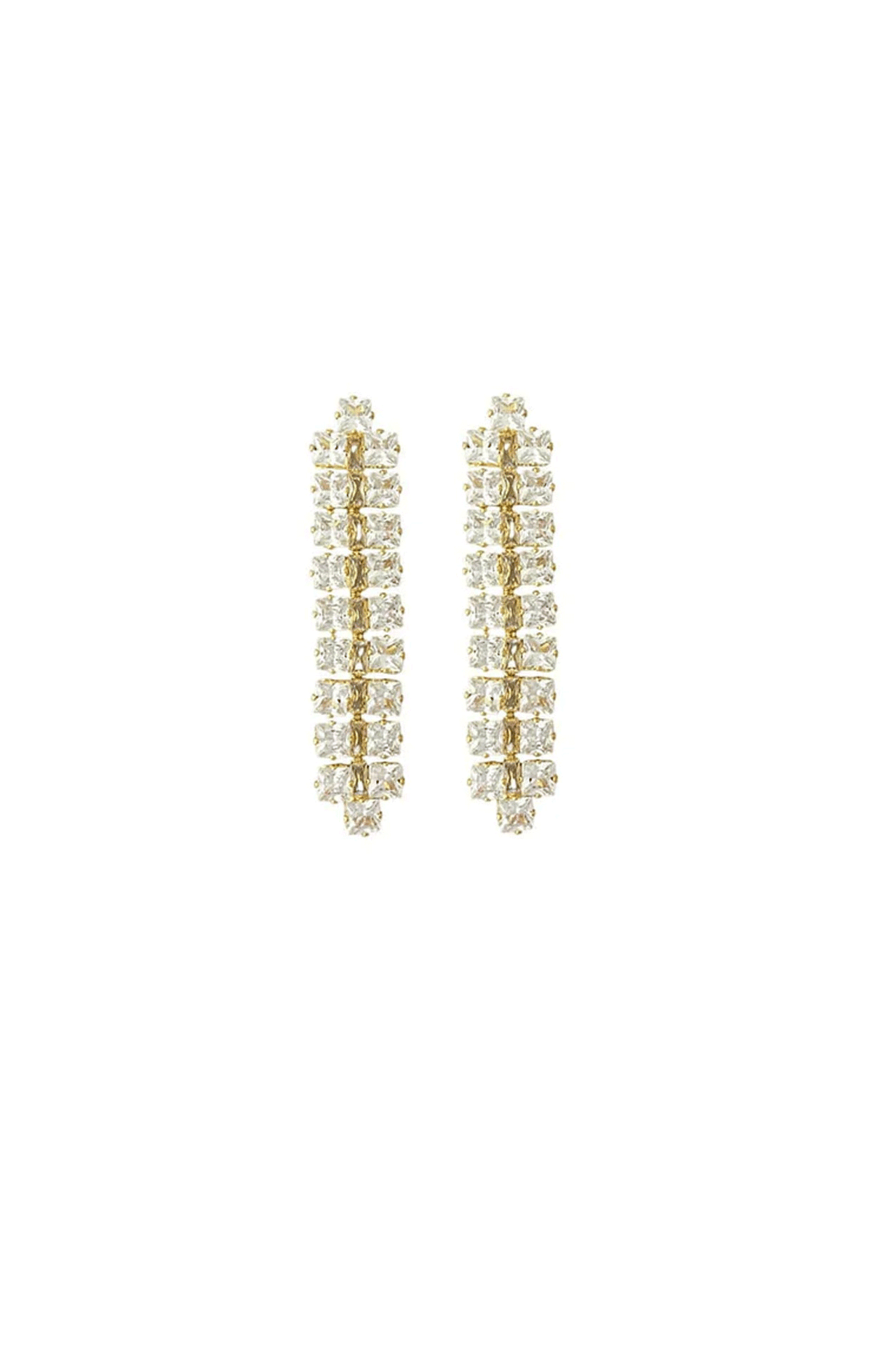 Earrings OS / GOLD DIAMANTE PANEL DROP EARRING IN GOLD