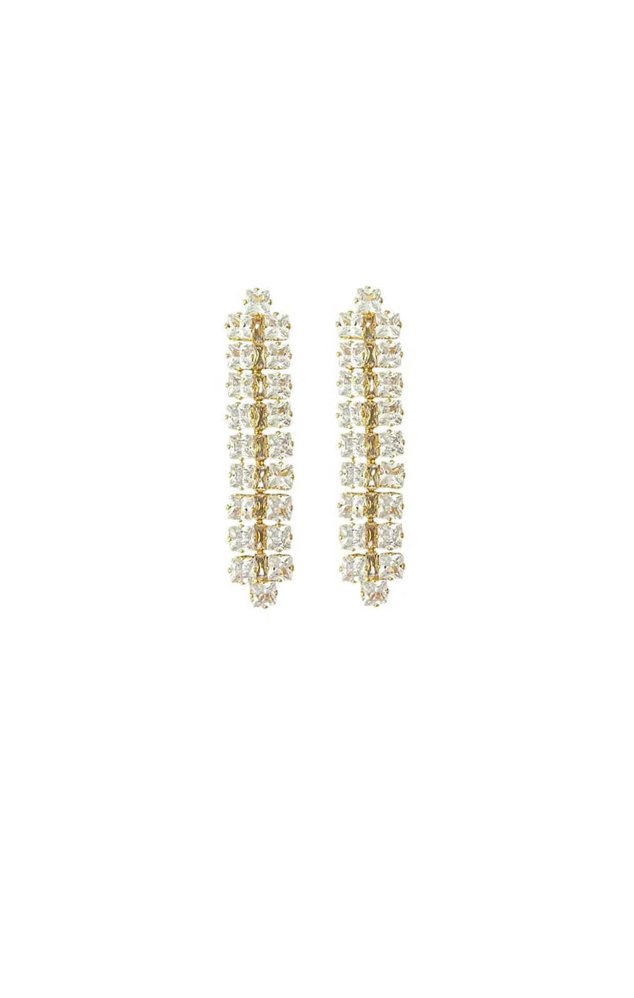 Earrings OS / GOLD DIAMANTE PANEL DROP EARRING IN GOLD