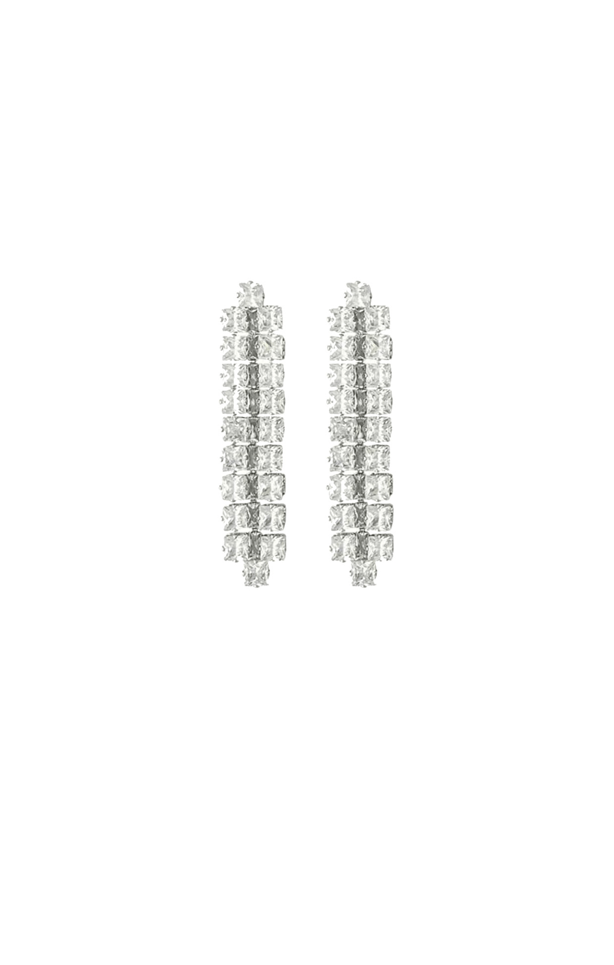 Earrings OS / SILVER DIAMANTE PANEL DROP EARRING IN SILVER