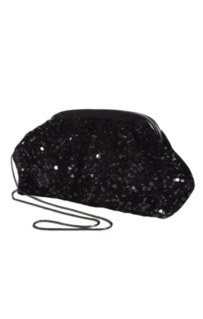 Bags OS / BLACK DISCO SEQUIN FRAMED CLUTCH IN BLACK