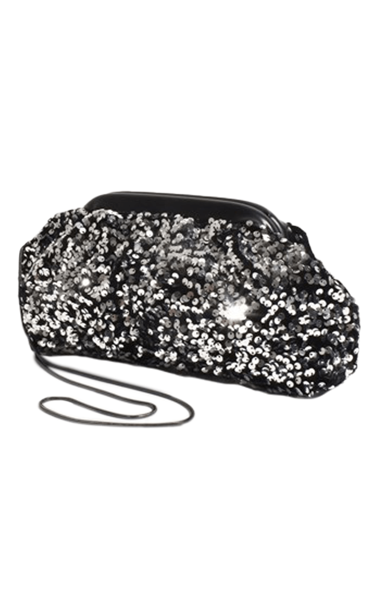 Bags OS / SILVER DISCO SEQUIN FRAMED CLUTCH IN SILVER