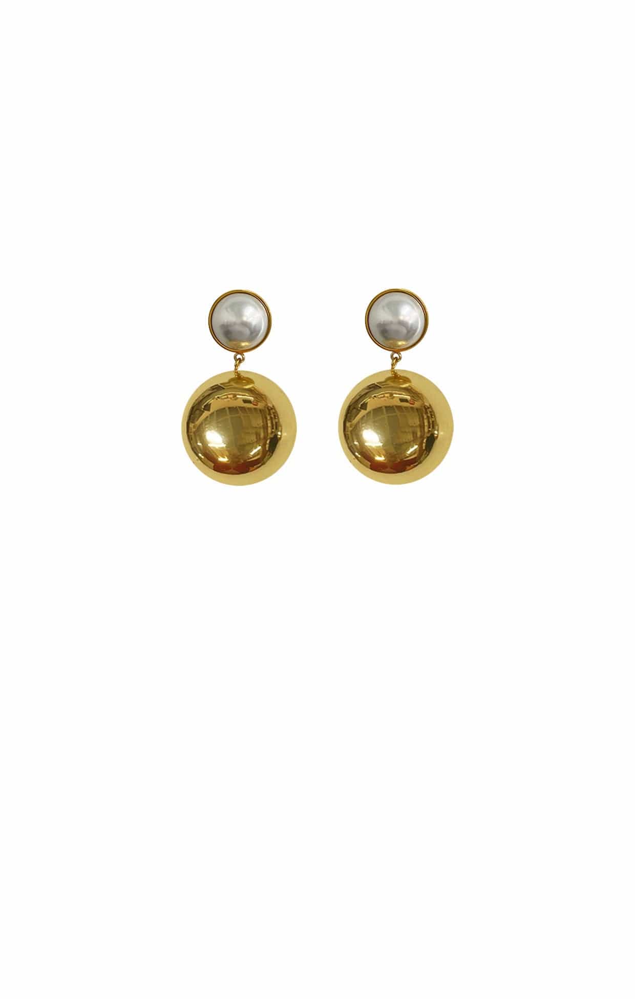 Earrings OS / GOLD FAUX PEARL DISC DROP EARRING IN GOLD