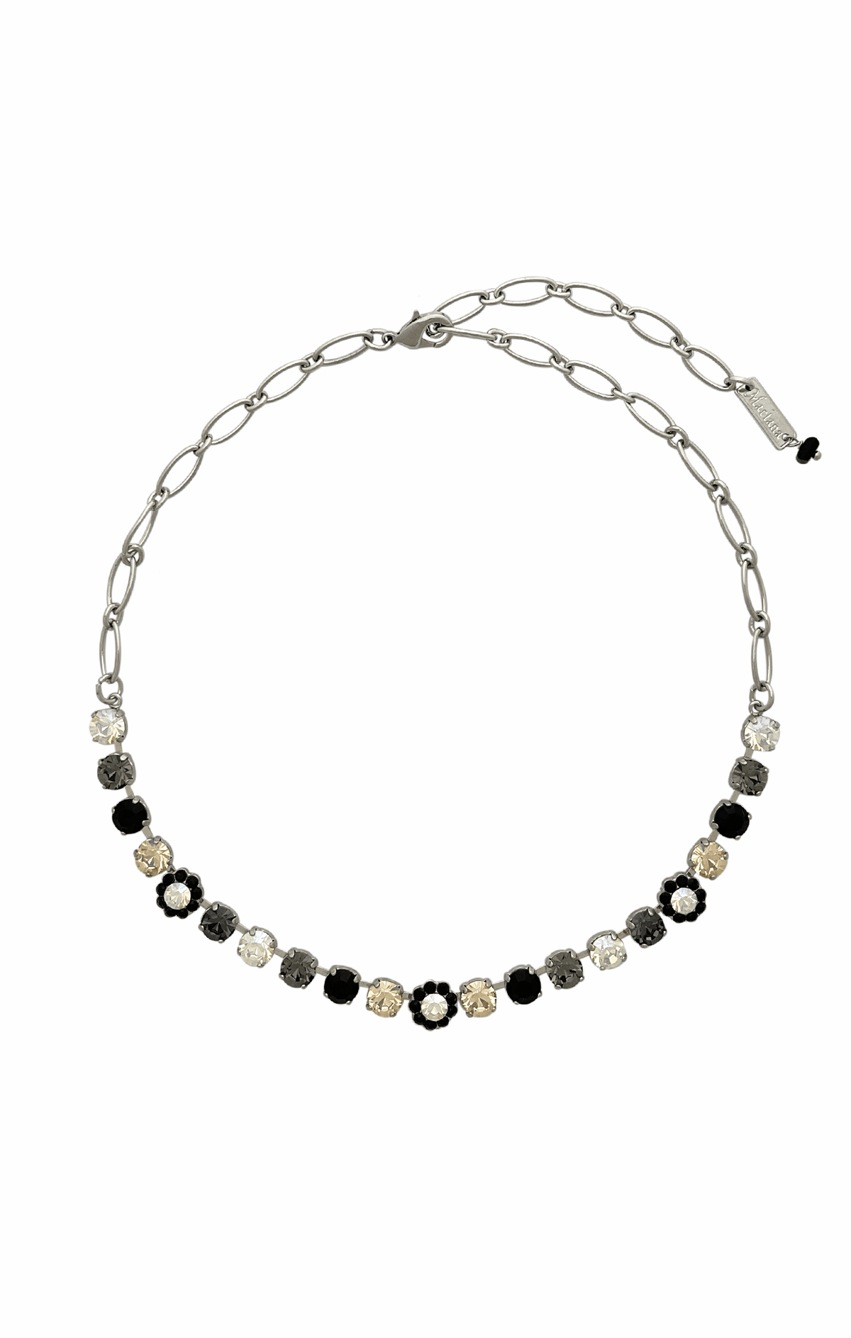 Necklaces OS / BLACK FLORENCE NECKLACE (RHODIUM) IN MIDNIGHT