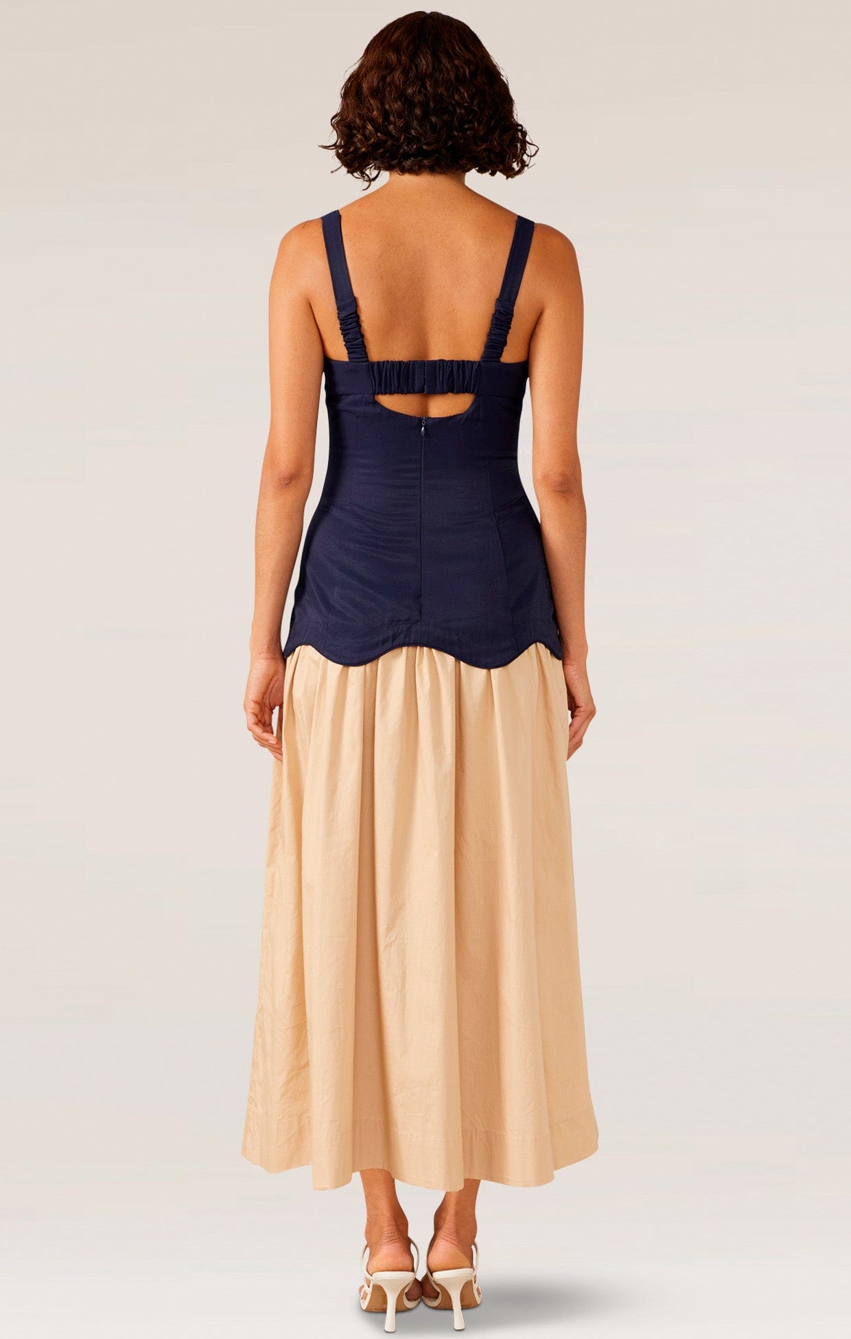 Dresses FORMATION MIDI DRESS IN NAVY & SAND