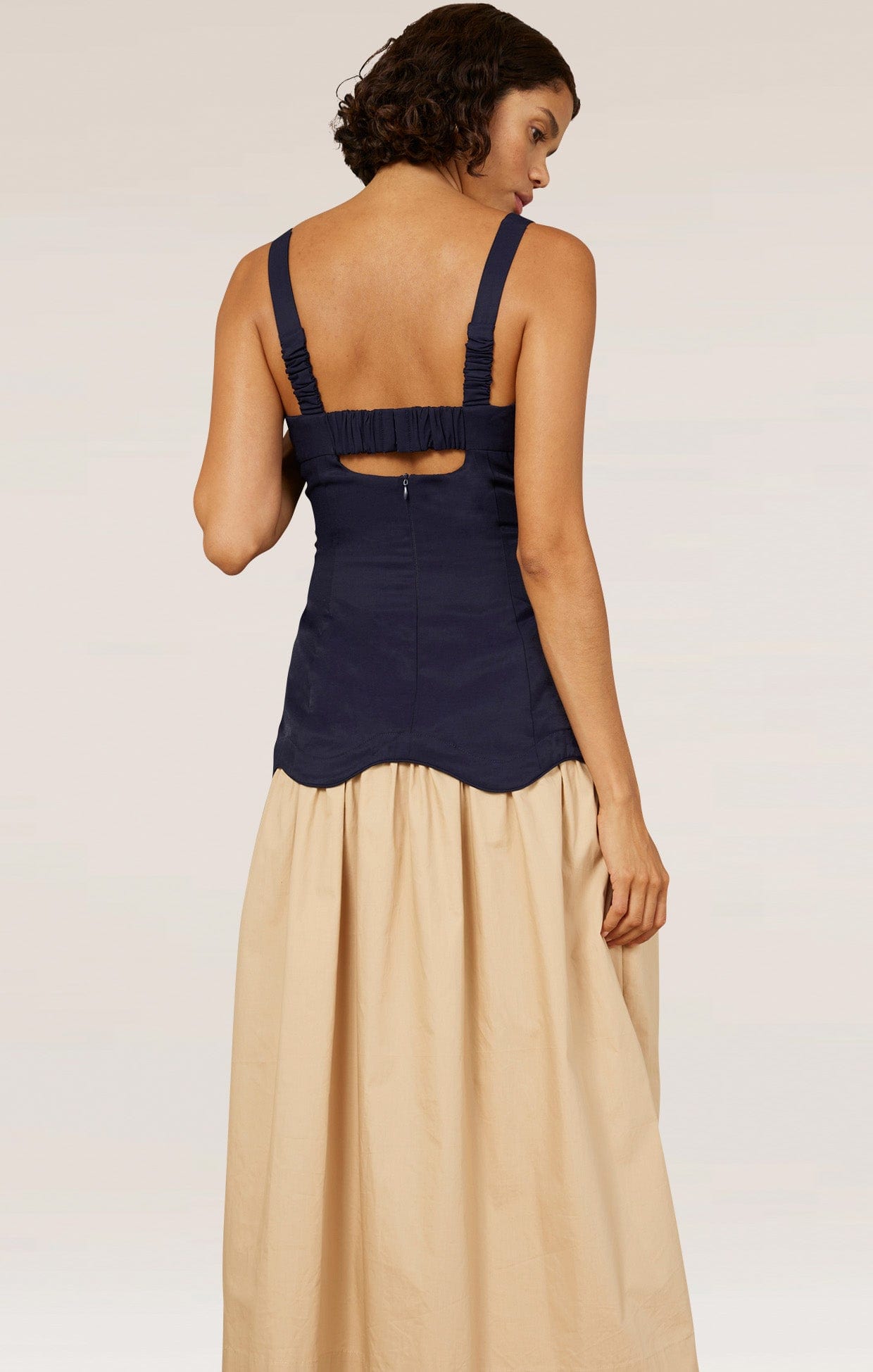 Dresses FORMATION MIDI DRESS IN NAVY & SAND