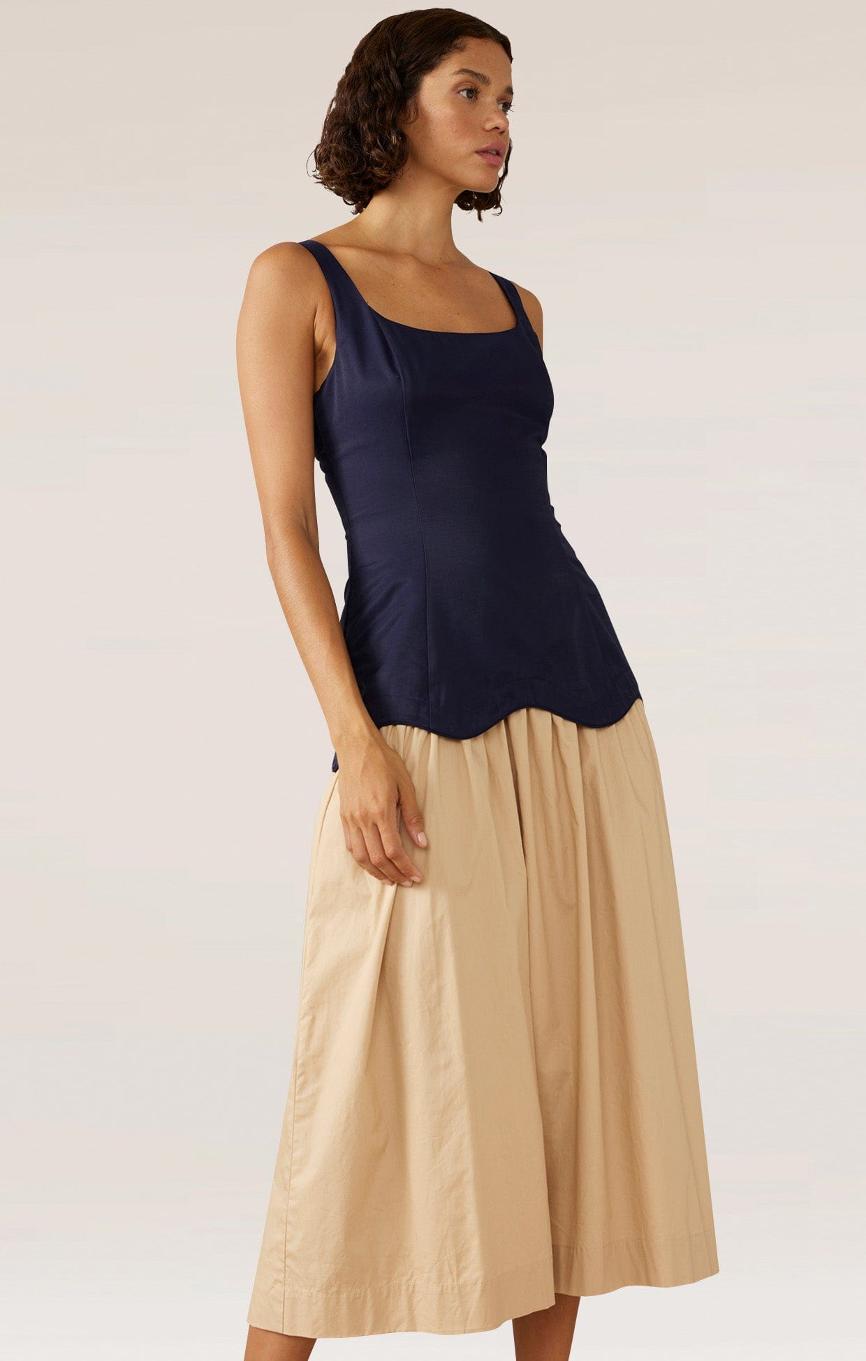 Dresses FORMATION MIDI DRESS IN NAVY & SAND