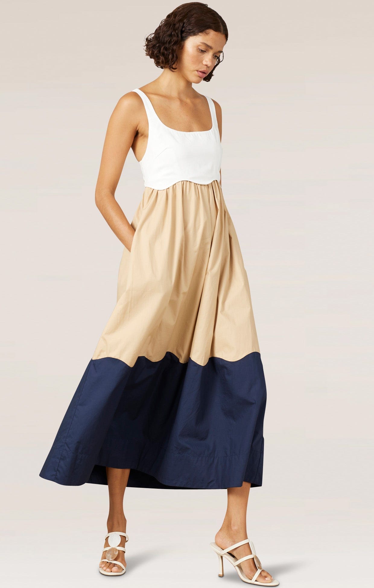 Dresses FORMATION SUNDRESS IN WHITE SAND NAVY