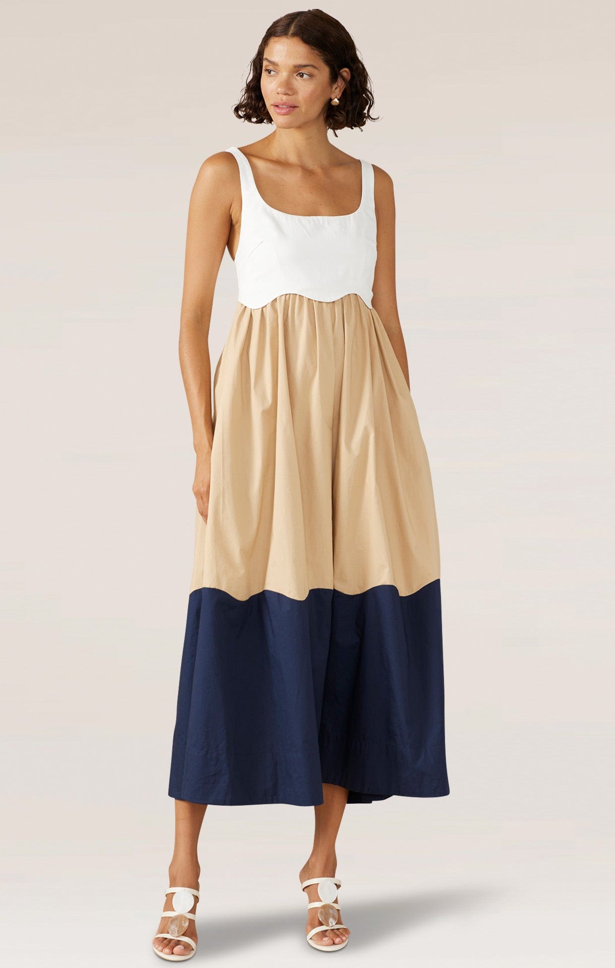 Dresses FORMATION SUNDRESS IN WHITE SAND NAVY