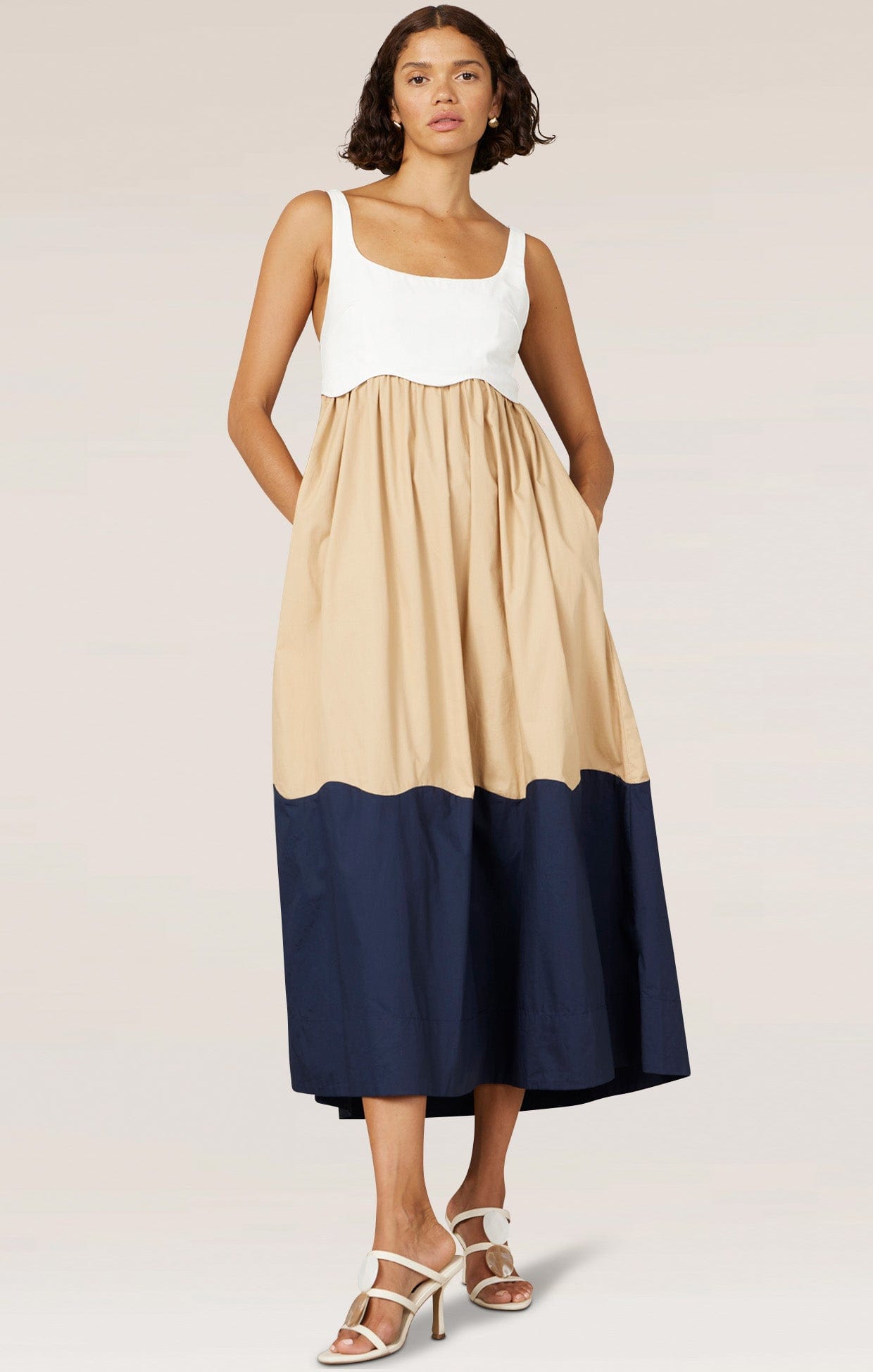 Dresses FORMATION SUNDRESS IN WHITE SAND NAVY